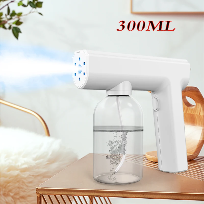 drip irrigation tool kit 380ML Handheld Atomizer Spray Gun Nano Blue Light Mist Sprayer Santitizer Machine Electric UV Fogger for Home Office best sprinkler system kit Watering & Irrigation Kits