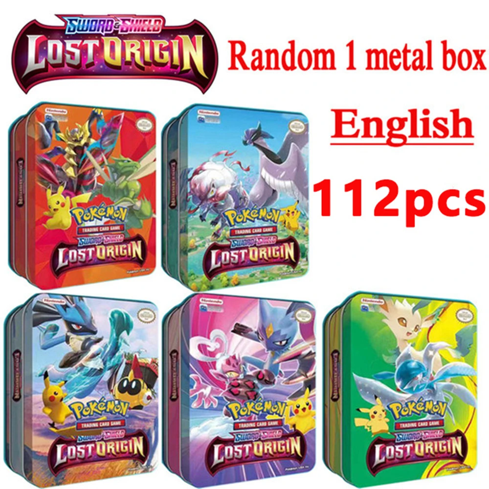 Anime Pokemon Card Iron Metal Box Lost Origin TEAM UP GX Shining Cards