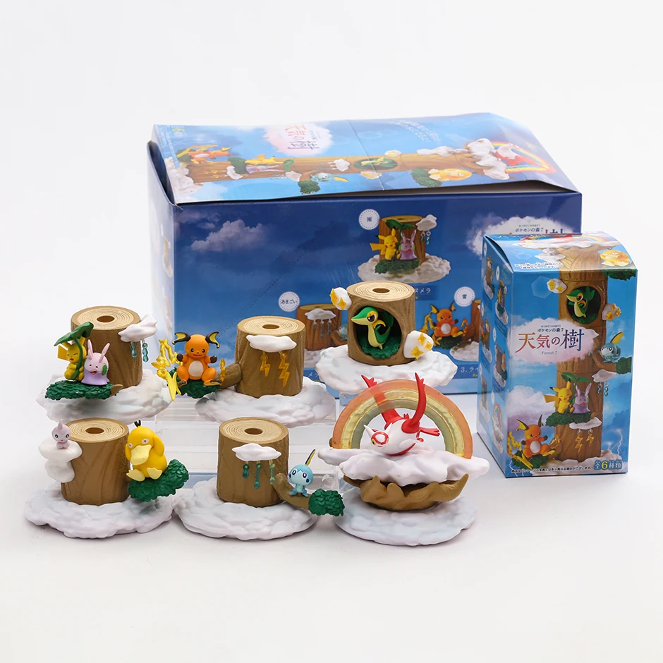 

Set Pokemon Forest Weather Tree Latias Sobble Goomy Castform Psyduck Raichu Snivy Decorations Figure Dolls Toys Collection Gift