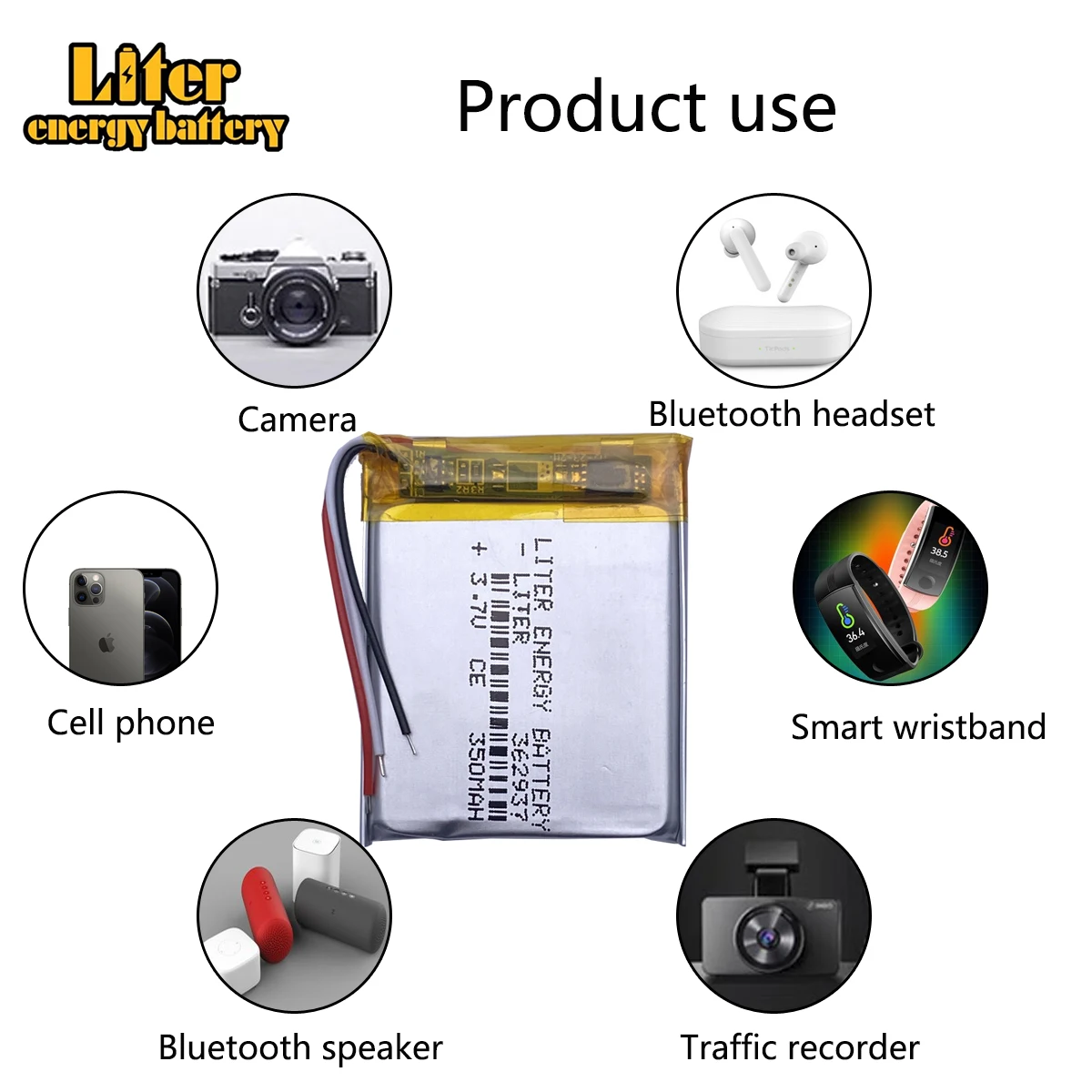 3 line Polymer lithium ion battery 3.7 V, 362937 350mah can be CE FCC ROHS MSDS quality certification
