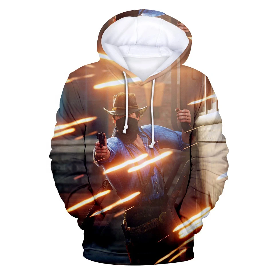thumbnail image 1 of Nueva sudadera con capucha con estampado 3D del juego Red Dead Redemption 2 para hombre, moda urbana, sudadera informal de gran tamaño para niños, 1 of 5