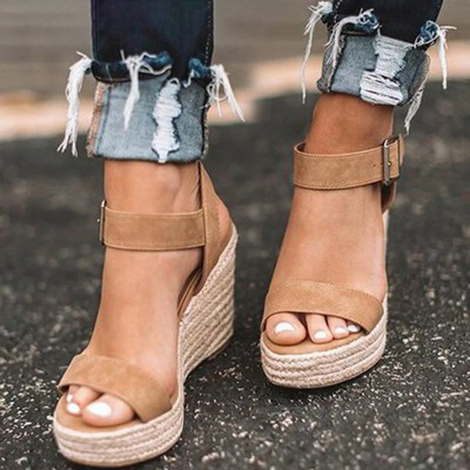 Women039s Sandals 2020 Summer Thick Bottom Large Size Wedge Heel Shoes  Fashion Casual High Heels Open Toe Thick Bottom Shoes Wo6419130 From Bghv,  $41.34 | DHgate.Com