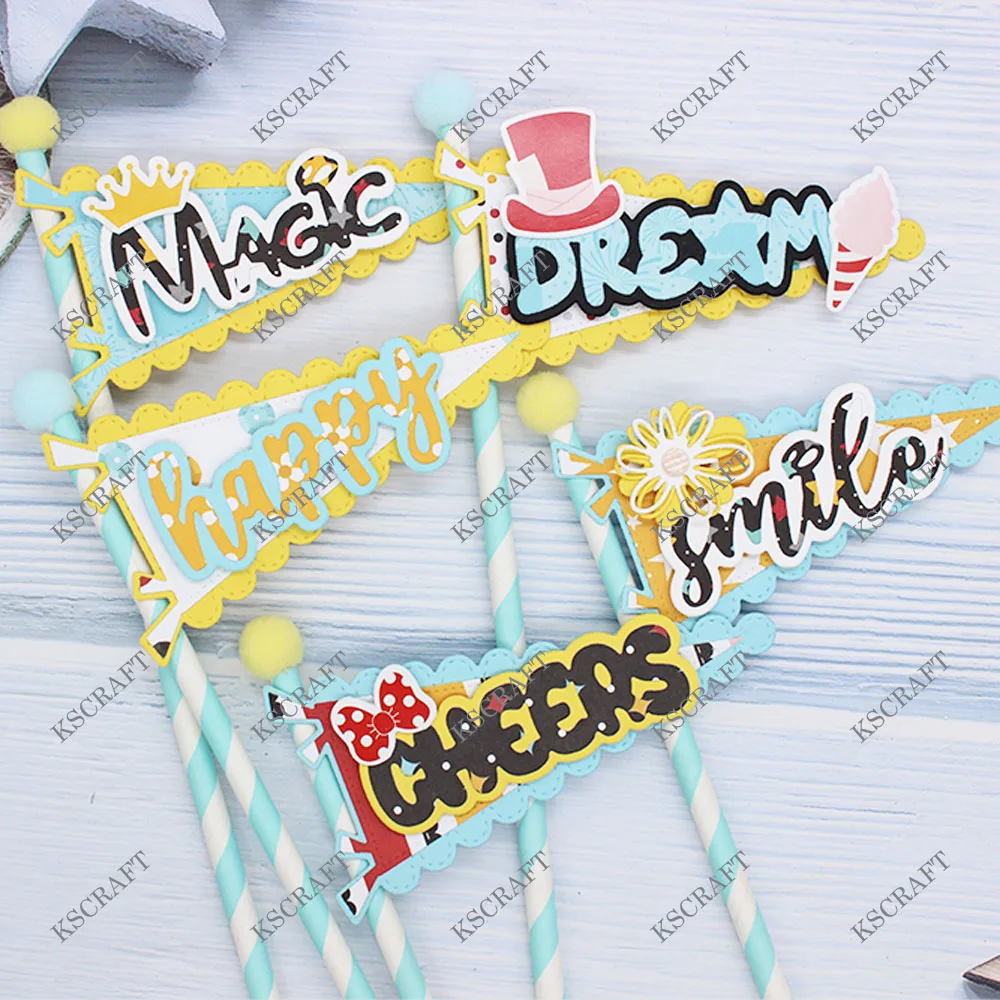 KSCRAFT Magic Park Flags Metal Cutting Dies Stencils for DIY Scrapbooking Decorative Embossing DIY Paper Cards