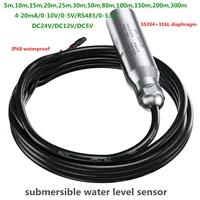 เครื่องส่งสัญญาณระดับน้ำ0-3.3V เซ็นเซอร์วัดระดับอุทกสถิต4-20mA 5ม. 50ม. 100ม. 300ม. DC24V ถังน้ำของเหลวทรานสดิวเซอร์ 1