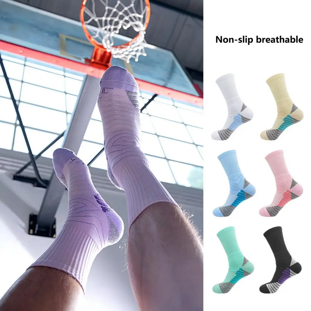 Running Socks High Elasticity Anti-slip Men Basketball Compression Socks Threaded Sock Opening Training Socks for Sports