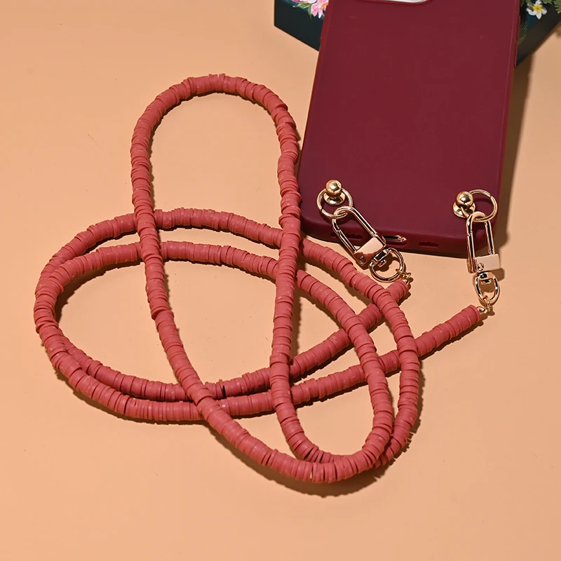 120CM Crossbody Cell Phone Lanyard Fashion Water Bottle Holder Strap Generic Phone Case Chain 6mm Clay Portable Small Bag Chain