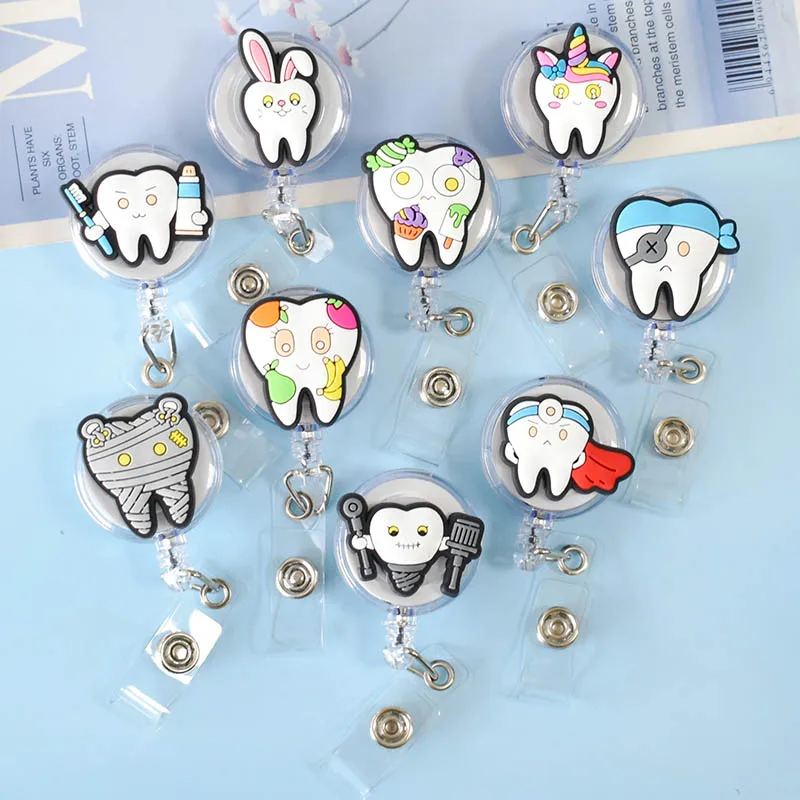 Cute Teeth Dentist PVC Plastic badge reel Nurse Workers Enfermera ID Holder  Girl Boy Retractable Name ID Card Holder Accessories - AliExpress