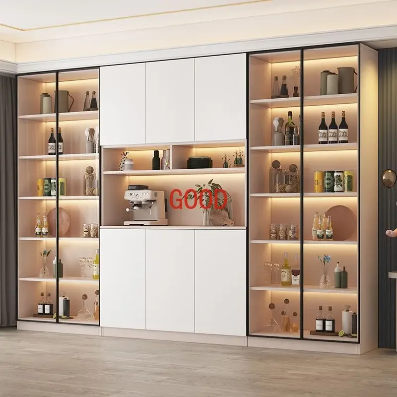 Large Luxury Display Drawers Kitchen Cabinet Glass Sideboards Shelf et Cupboard Cabinet Alacena Cocina Muebles Furniture Set