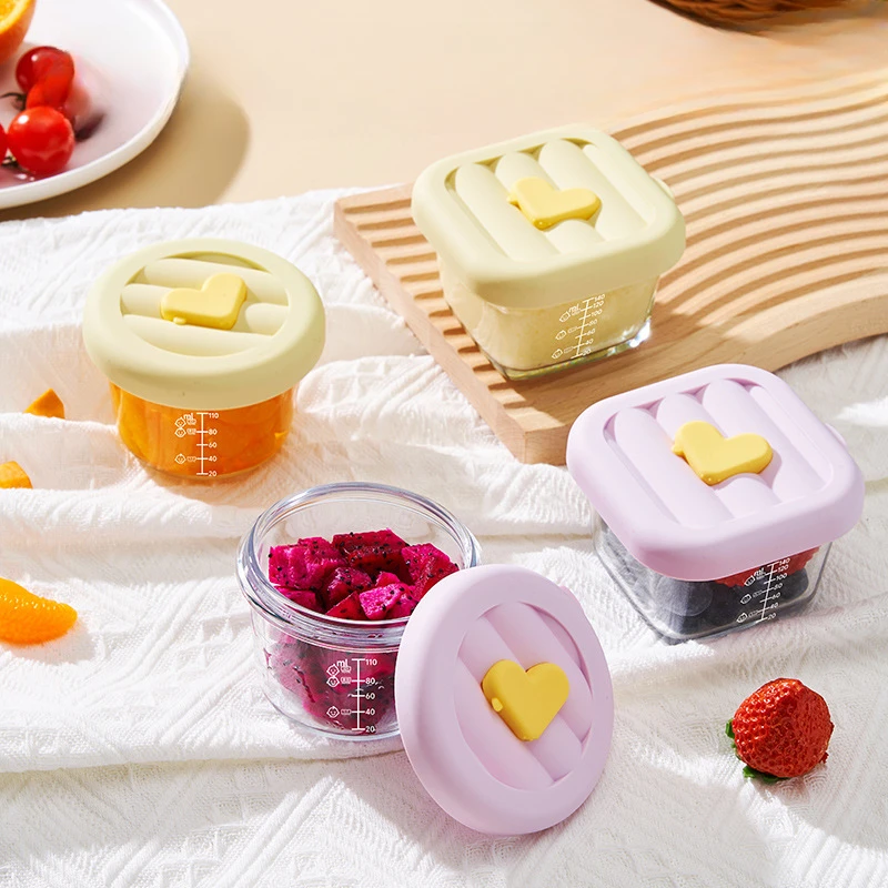Auxiliary Food Box Sealed Storage Box Glass Preservation Box Freezer Baby Auxiliary Food Bowl Can Be Steamed and Cooked