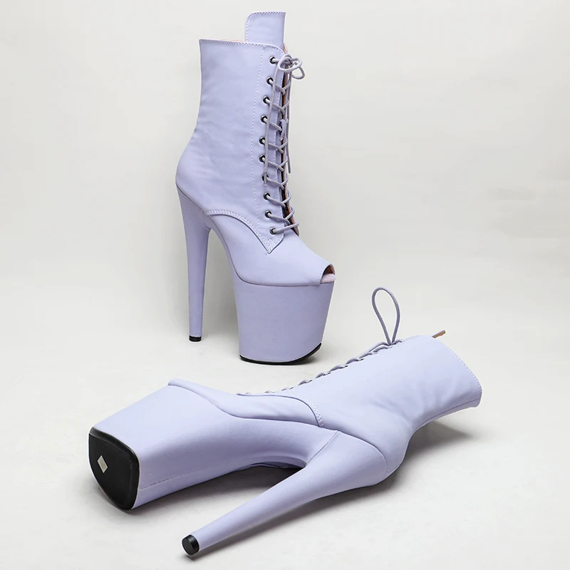 Leecabe 20cm/8inches Matte PU  upper  top open  High Heel platform   Pole Dancing boots