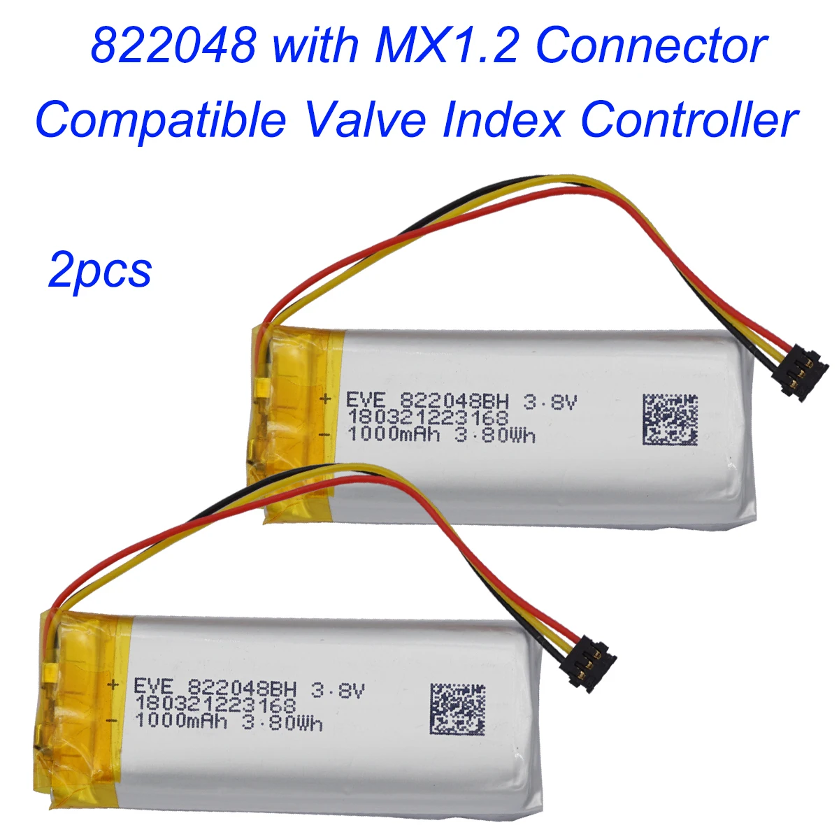 2pcs 3.8V 1000mAh 822048 Thermistor 3 Wires Polymer Li Lipo Battery 3Pin MX1.2 Connector Compatible For Valve Index Controller