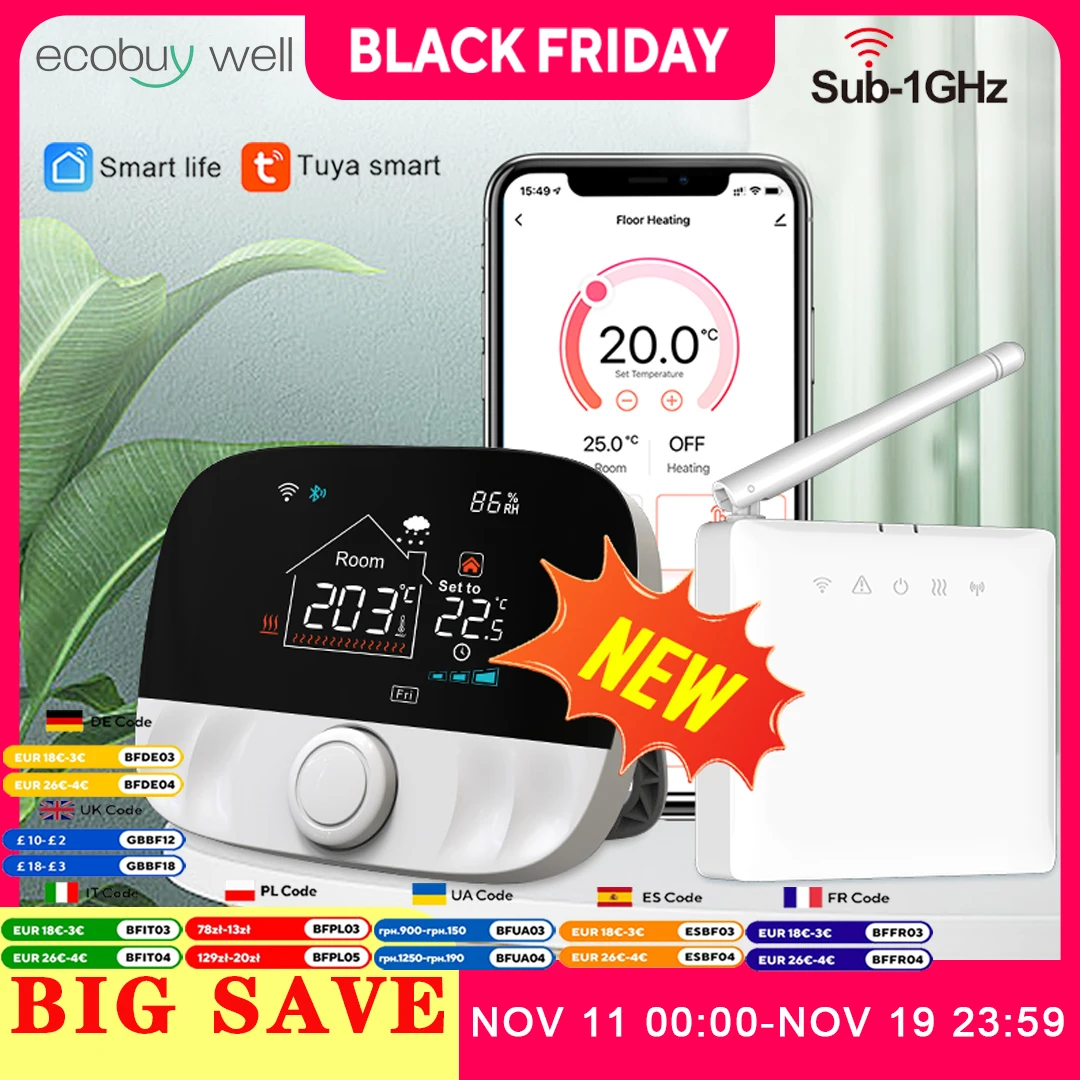 Tuya สมาร์ท Wifi เครื่องทําความร้อนเทอร์โมแบตเตอรี่ไร้สายสําหรับหม้อต้มแก๊สเครื่องทําความร้อนเทอร์โมคอนโทรลเลอร์อุณหภูมิ Alexa Google Home 1