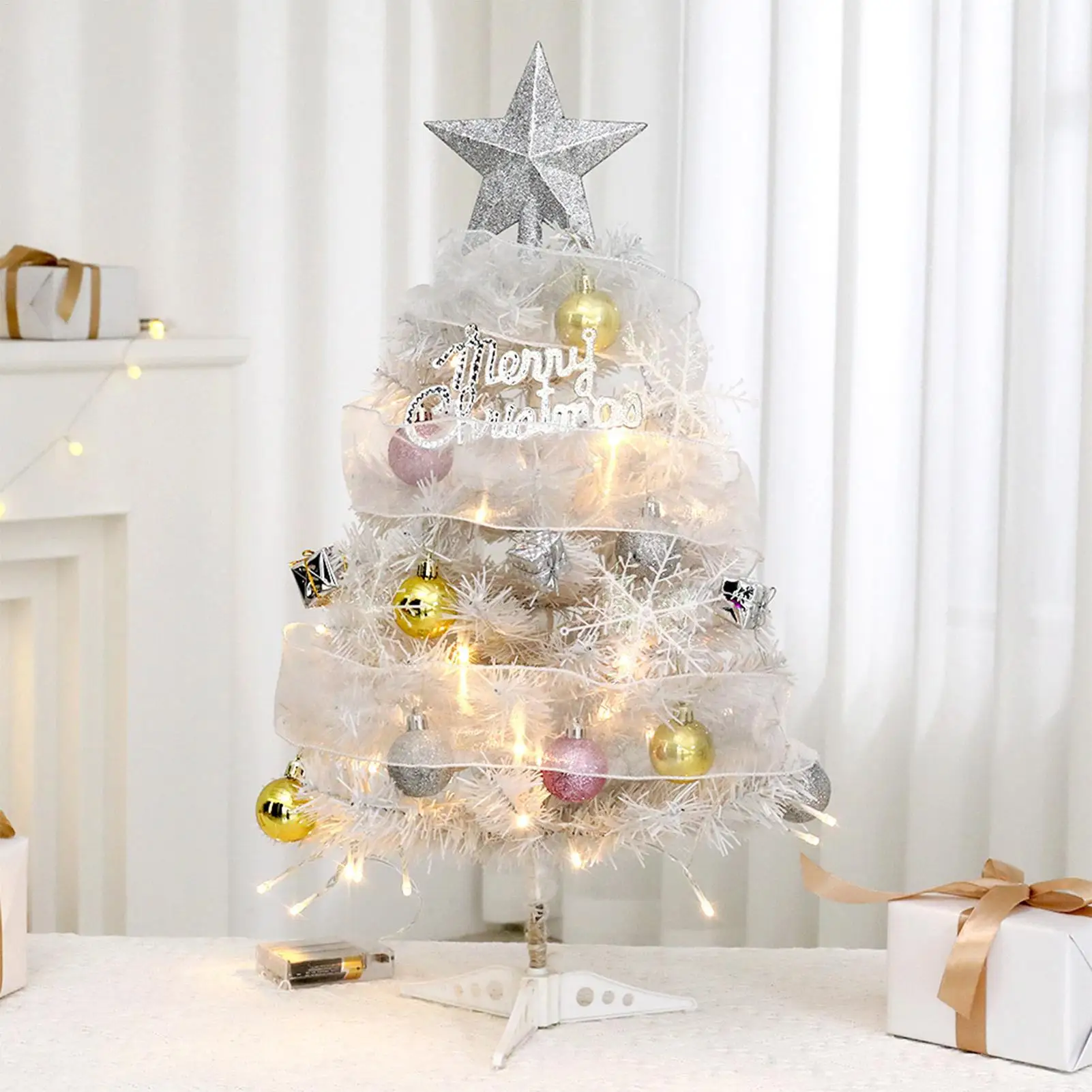 Small Christmas Tree Glowing Artificial Home Decor Christmas Tree Figurines Table Decor For Home Decor Office Living Room