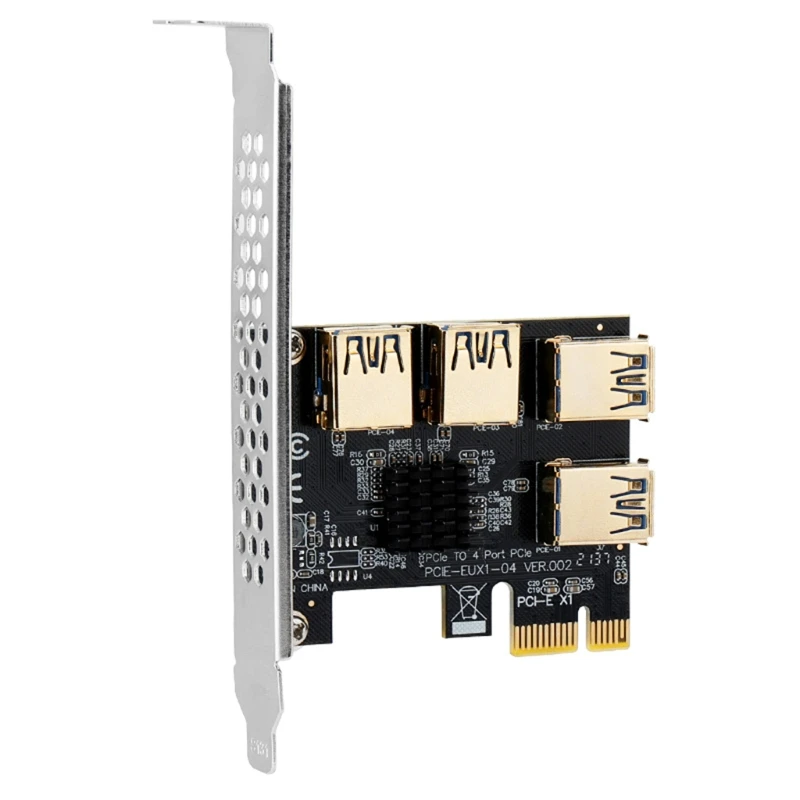

PCI-E Mining Riser Card PCIe PCI-Express 1x to 16x Adapter 1 to 4 USB Multiplier for BTC Miner