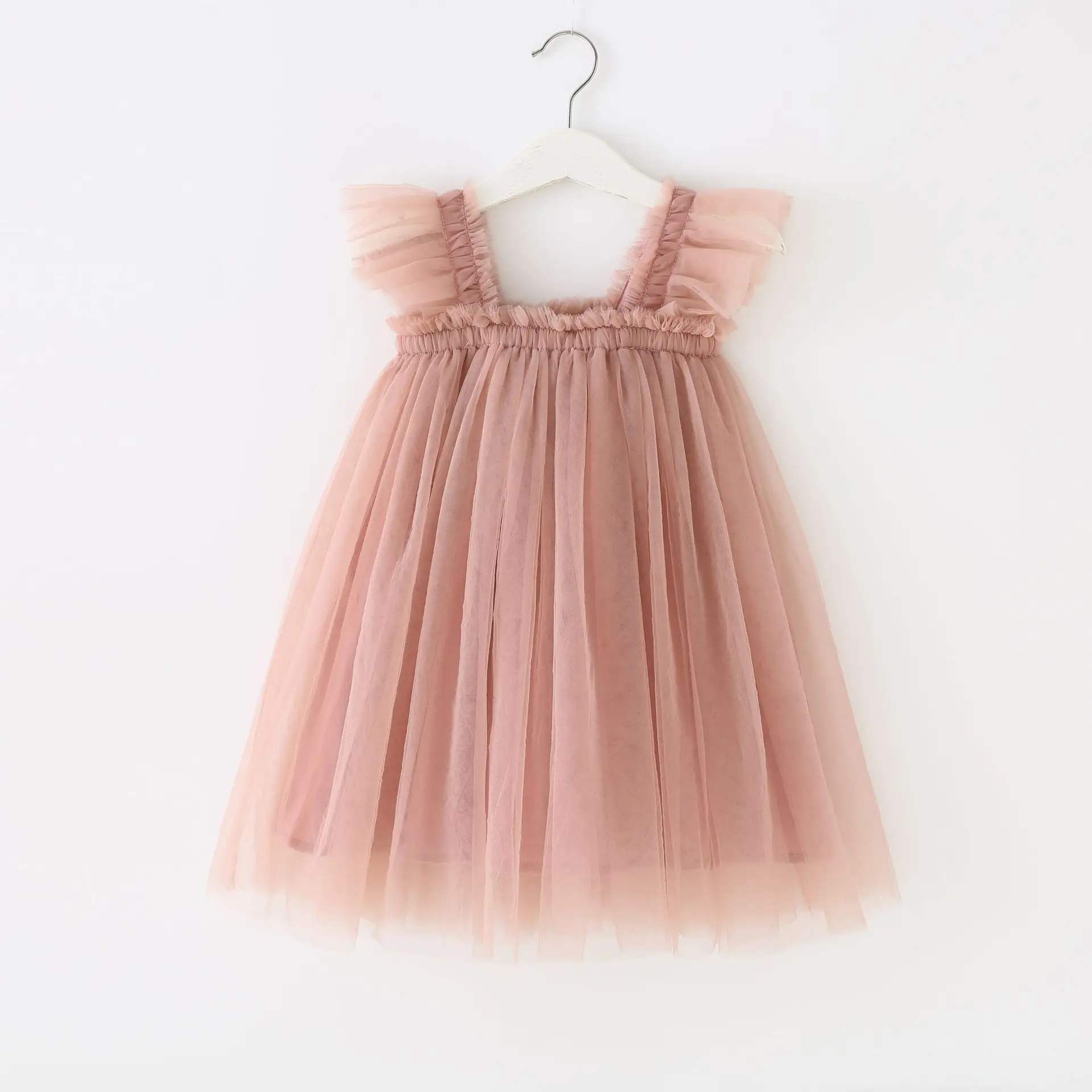Summer Baby Girl Dress girls dress baby girl dress Solid Color Flying Sleeves Mesh Slings Cute Princess Ball Gown Skirt