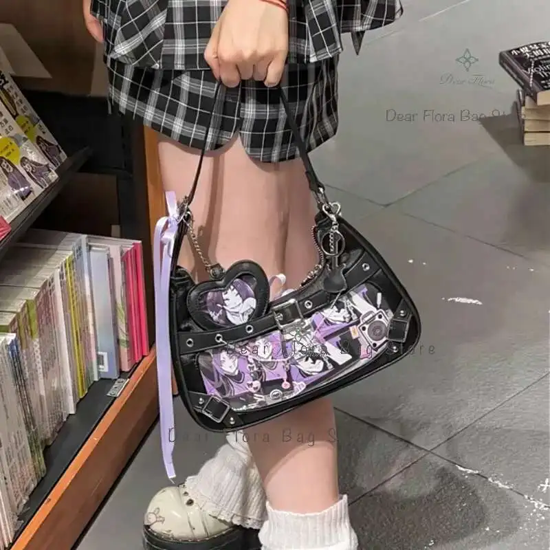 Y2k Cute Women Underarm Bag Fashion Sweet Ita Bag Lolita Girls Transparent Pocke DIY Display Shoulder Bag Fashion Handbag Purses 3