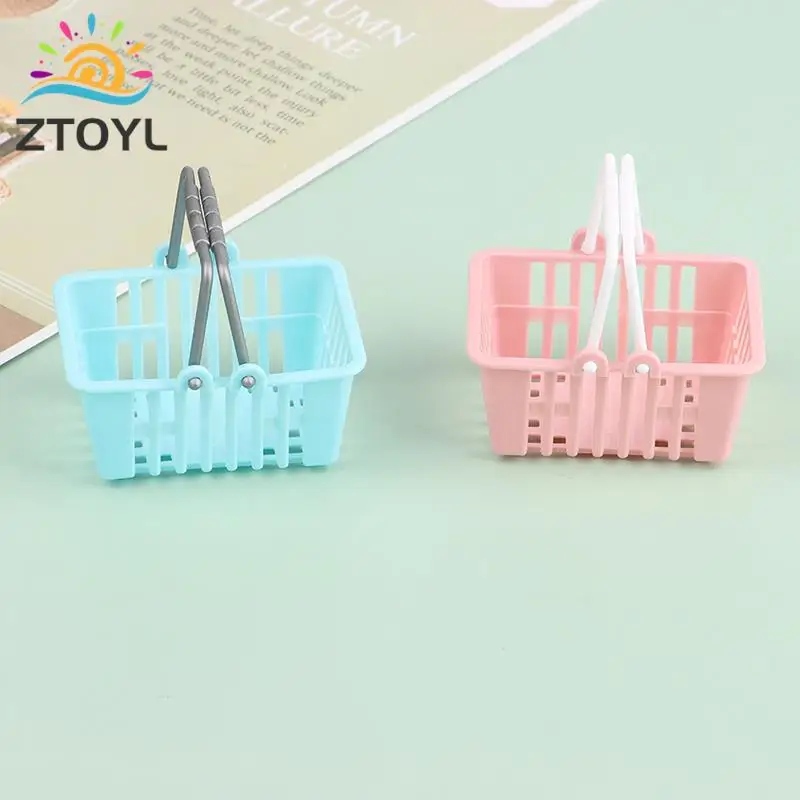 2Pcs Dollhouse Mini Shopping Hand Baskets Model Dollhouse Supermarket Basket For Grocery Toy Pretend Play