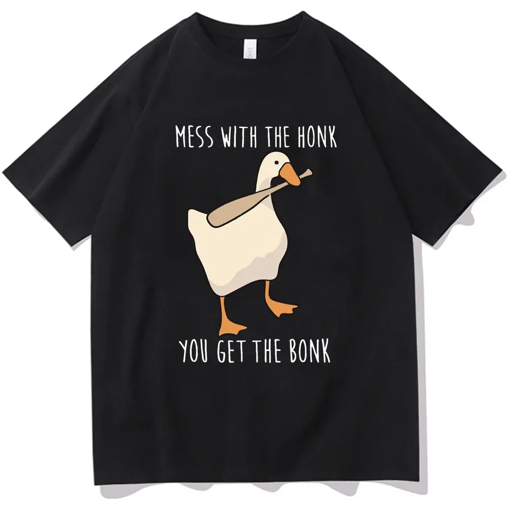 

Funny Duck Meme Graphic T Shirt Mess with The Honk You Get The Bonk T-shirt Summer Loose Tee Shirt Men Women Streetwear Tshirts
