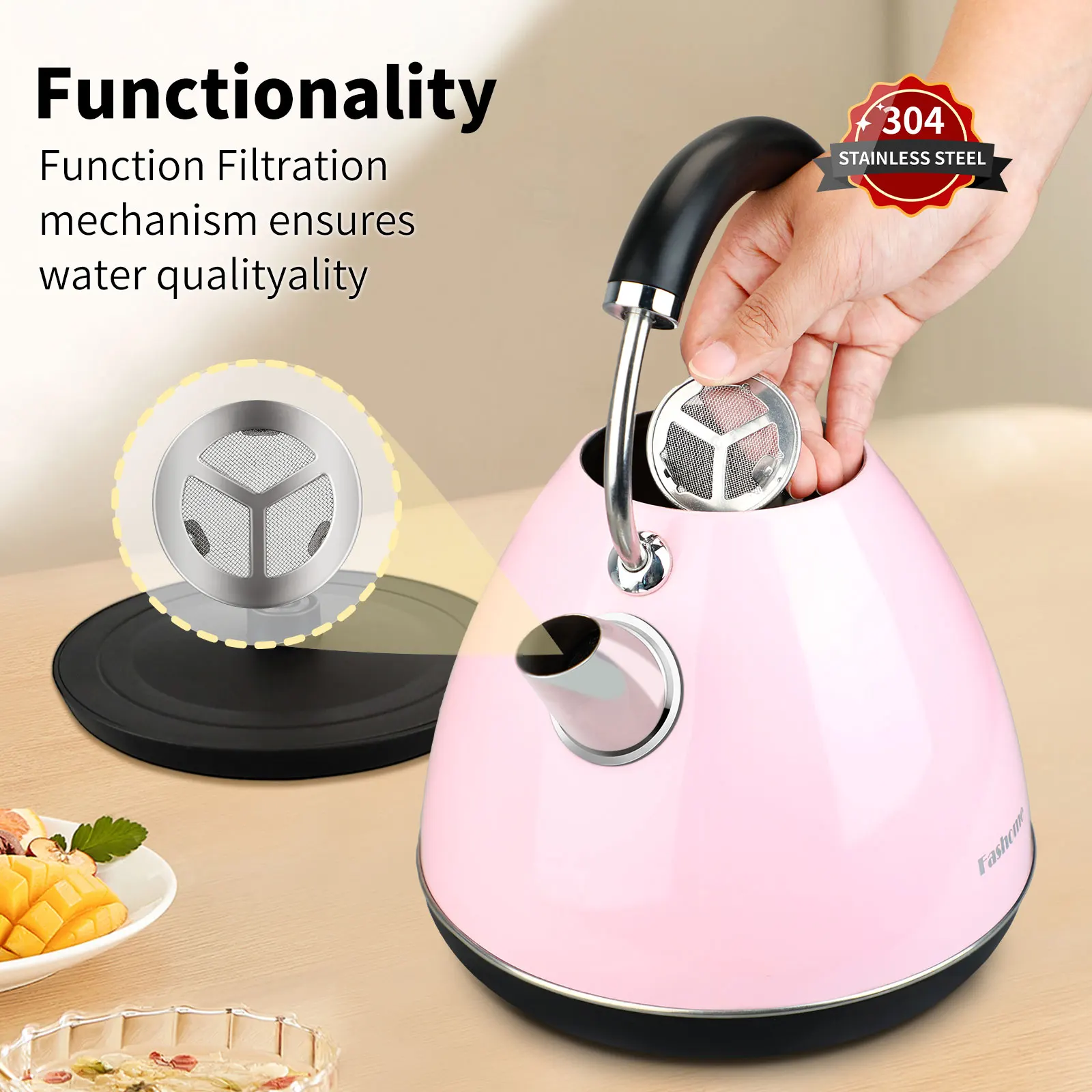 Large Capacity 1.7L Electric Kettle Stainless Steel Durable Rust-resistant Safe Auto Shut-off Kitchen Appliances 120V/1500W 4