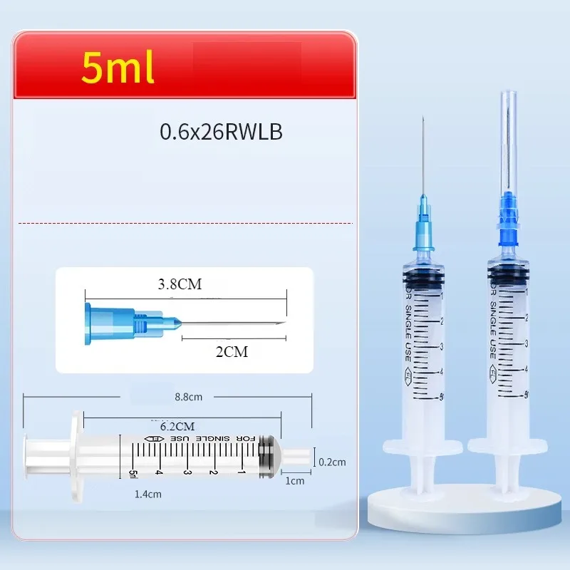 Disposable Veterinary Syringes Silicone Syringes Industrial Plug with Needles Individually Wrapped 6/3pcs