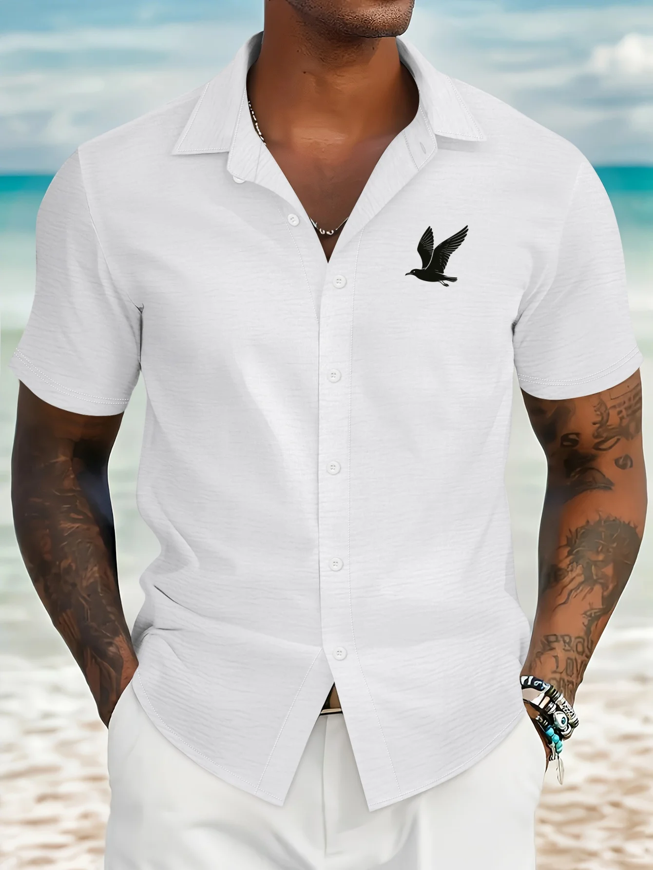 Uzun kollu, nefes alabilen ve rahat, çizgili baskılı grafikler ve golf oyuncusu grafikleri için uygun, günlük erkek polo tişörtü