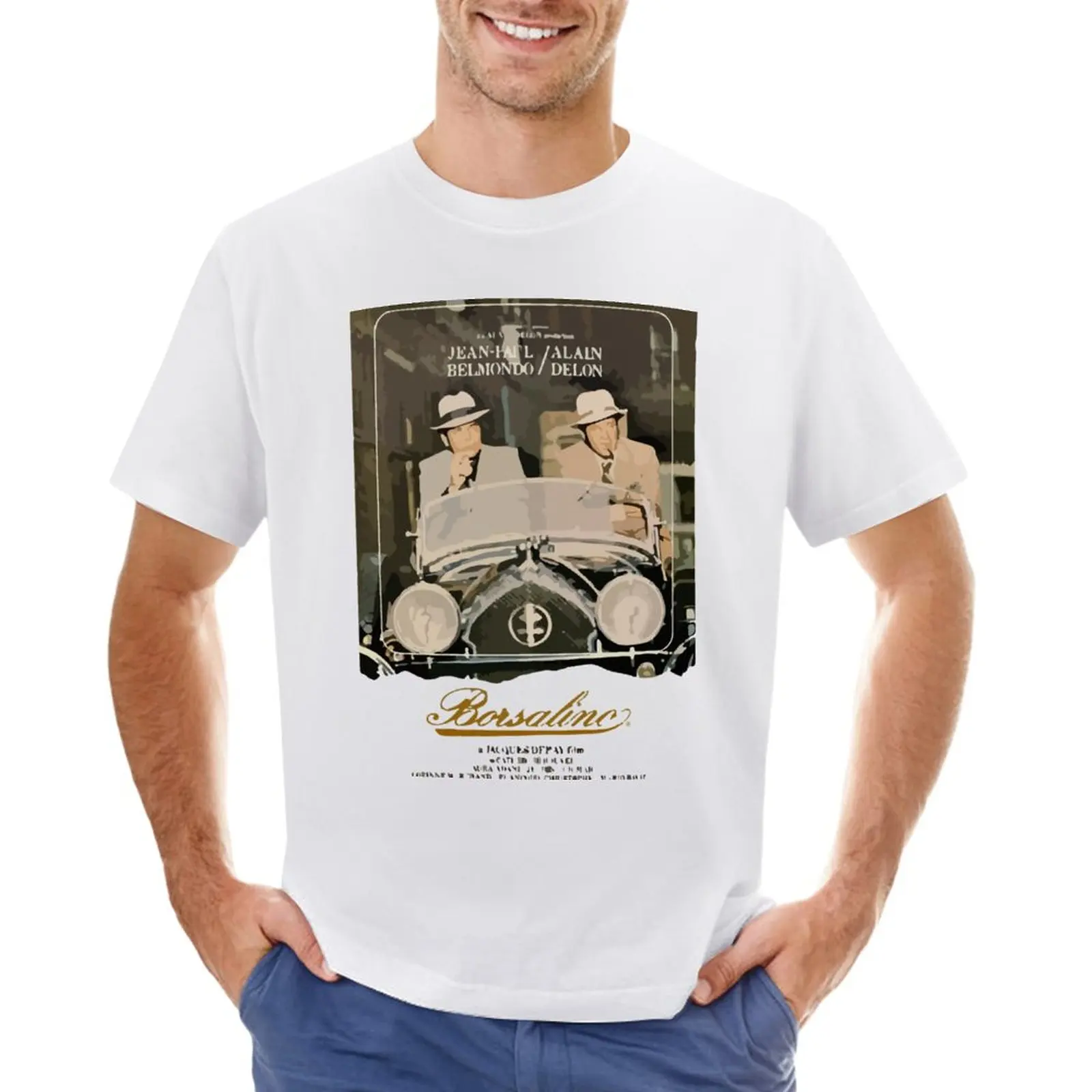 Borsalino T-Shirt Hippie Clothes Customs Plus Size Top Manica Corta Tee Plain White T-Shirt Uomo