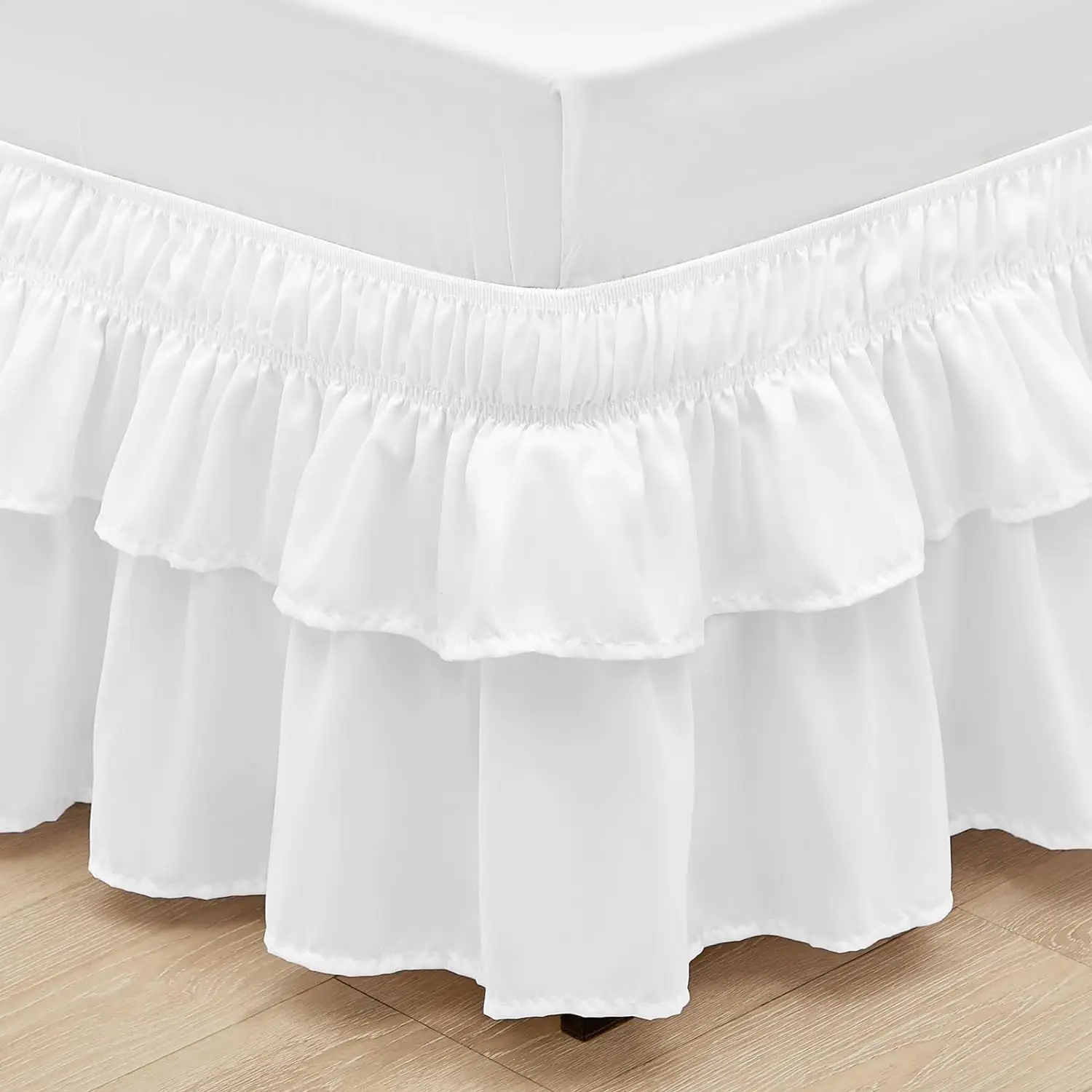 Luxurious Jewel Queen Bed Skirt With Ruffles, 17-Inch Drop, Lingerie Satin Finish
