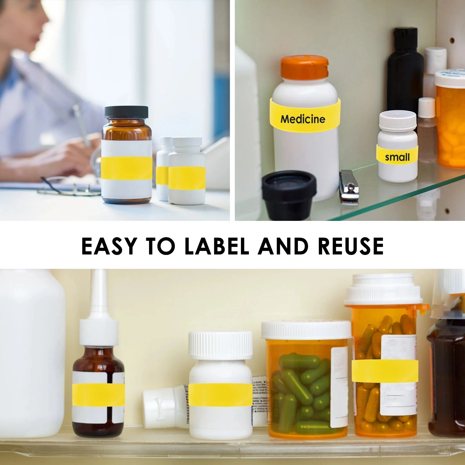 Medicine Bottle Clips for Easy Medication Identification Portable Pill Bottle Clip with Marker Labels Pen, Perfect for Daily Use