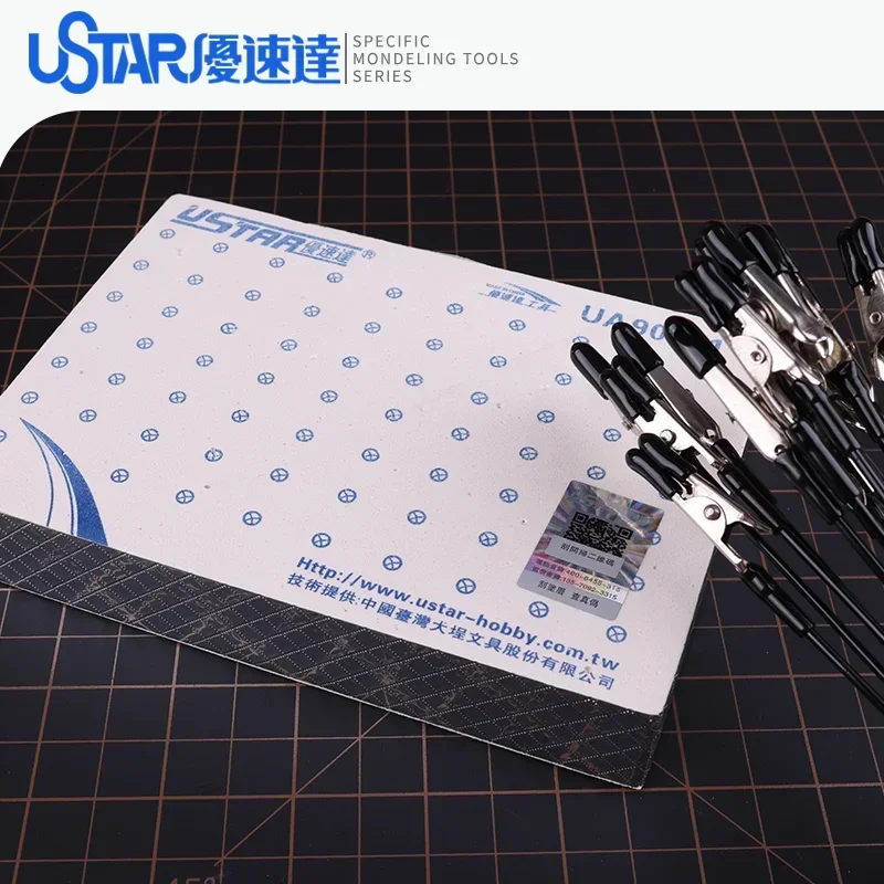 Ustar UA-90031 Model Tool Model Spraying Fixed Base Painted Clip Pedestal for Modeling Tools Hobby DIY 15.5x2.8x10.2cm