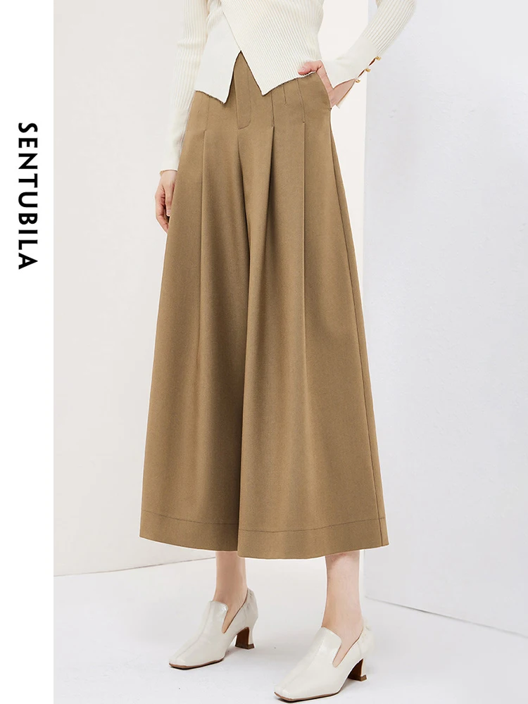 SENTUBILA Spring Fashion Ankle-Length Wide Leg Female Pants 2024 High Waist Casual Straight Loose Women's Trousers 141K52910