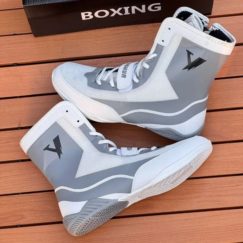 High-Top 21cm Boxing Wrestling Shoes for Men-Non-Slip Durable Martial Arts Footwear, Muay Thai/Kickboxing/Combat Training Gear