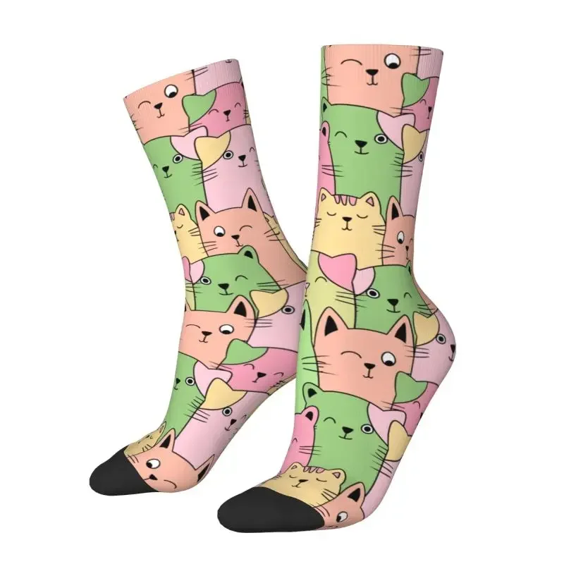 

Funs Kawai Cats Happy Dress Socks 3D Print Cute Animal Kitten Crew Socks Novelty Street Style Crazy Socks for Men Women