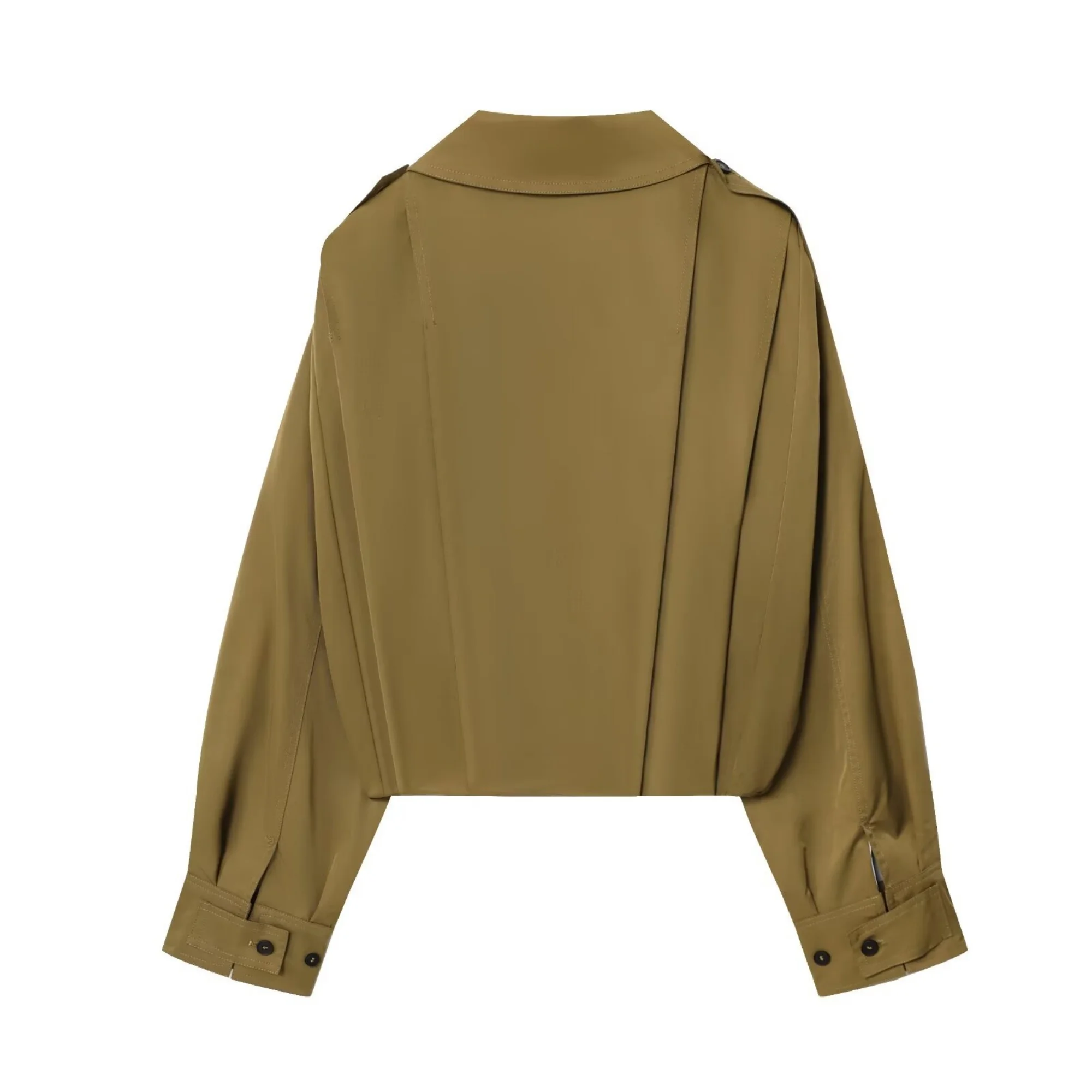 Women'S Pleated Windbreaker Jacket Coat Autumn And Winter New Turn-Down Collar Long Sleeve Female Jacket Chic Jackets Streetwear