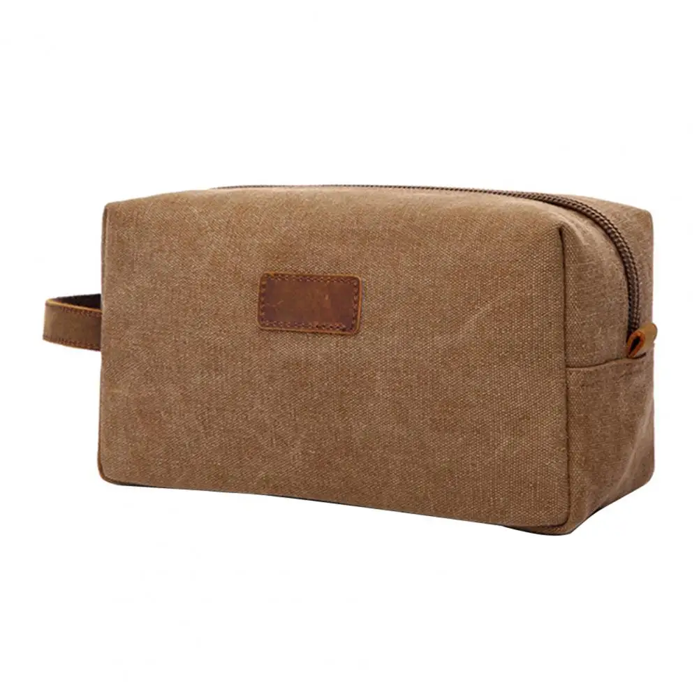 Portable Women Retro Canvas Bag Wear-resistant Toiletry Bag Cosmetic Makeup Pouch Organizer Men's Fashion Zipper For Travel
