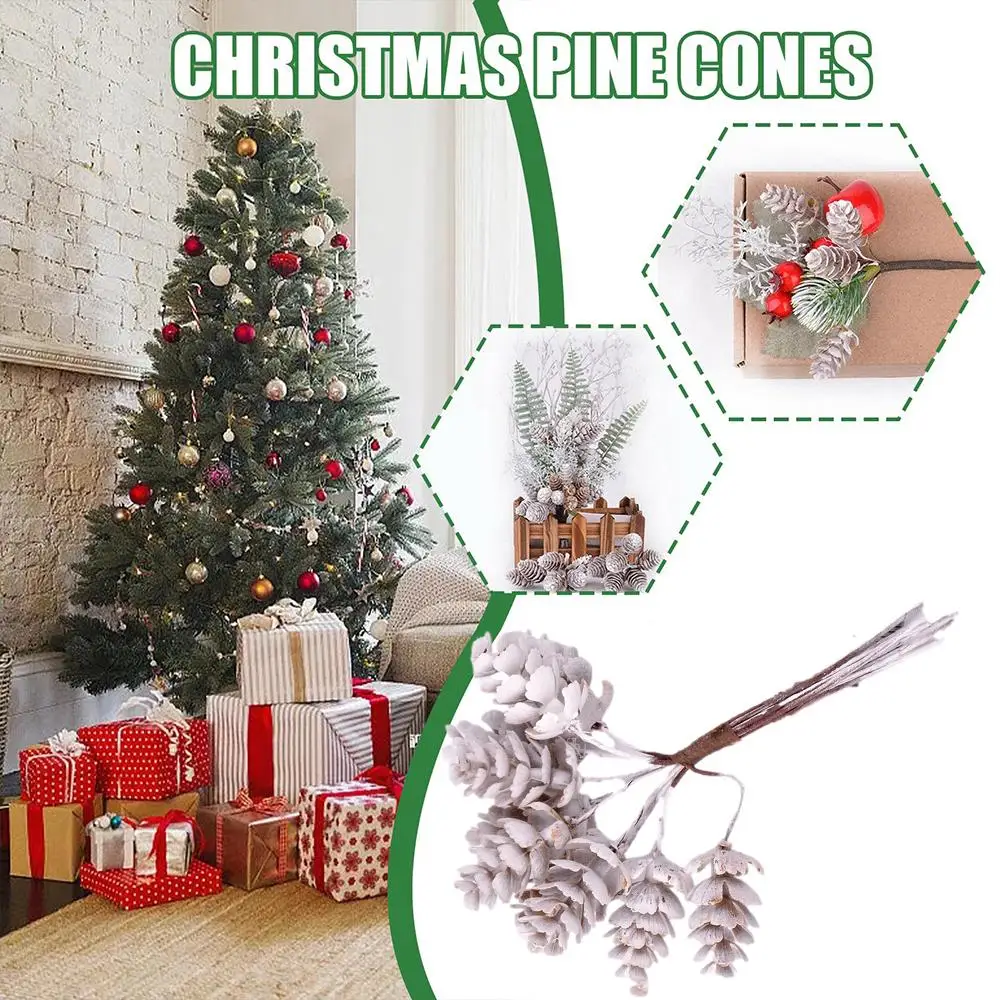 

1PCS Artificial Fake Pine Cones Bouquet DIY Flowers Christmas Wreaths Flowers Decorative Home Ornaments Gift Packaging Box Q1D8