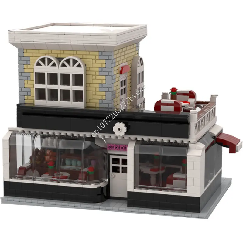 

2010PCS Customized MOC Modular Franch Caffee and Cake Shop Model Building Blocks Bricks Children birthday toys Christmas gifts