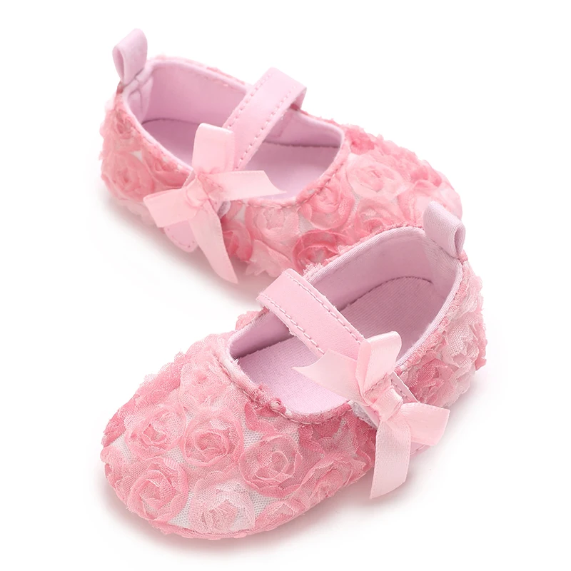 Baby Girls Mesh Rose Shoes Cute Sweet Soft Sole Non-Slip Crib Shoes for Spring Fall 5