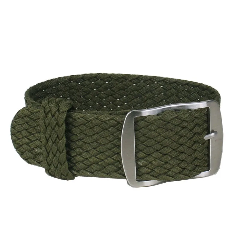 Solid Color Perlon Woven Nylon Watch Strap - Black or Blue