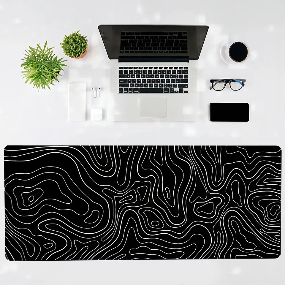 Large Gaming Mouse Pad Topographic Design 31.5x11.8in