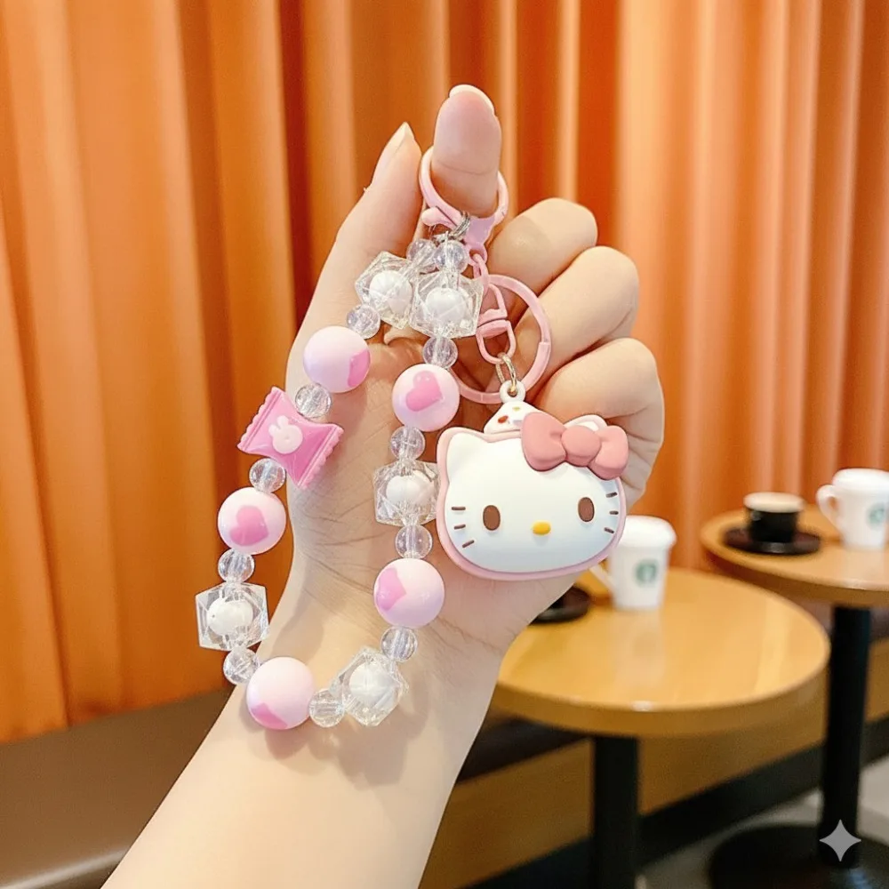 iigen Kawaii Sanrio 헬로 키티 시나모롤 휴대폰 체인 귀여운 캔디 쿠로미 헬로 키티 끈 키체인 배낭 펜던트