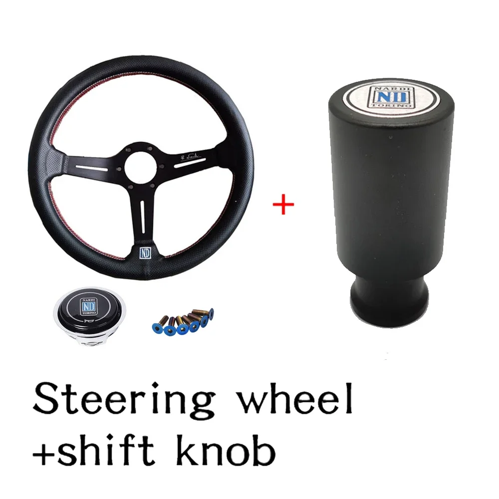 Universal 14inch 350mm PU Leather Car Racing Steering Wheel Aluminum Alloy Deep Corn Dish Sport Drifting Steering Wheels I.193003334