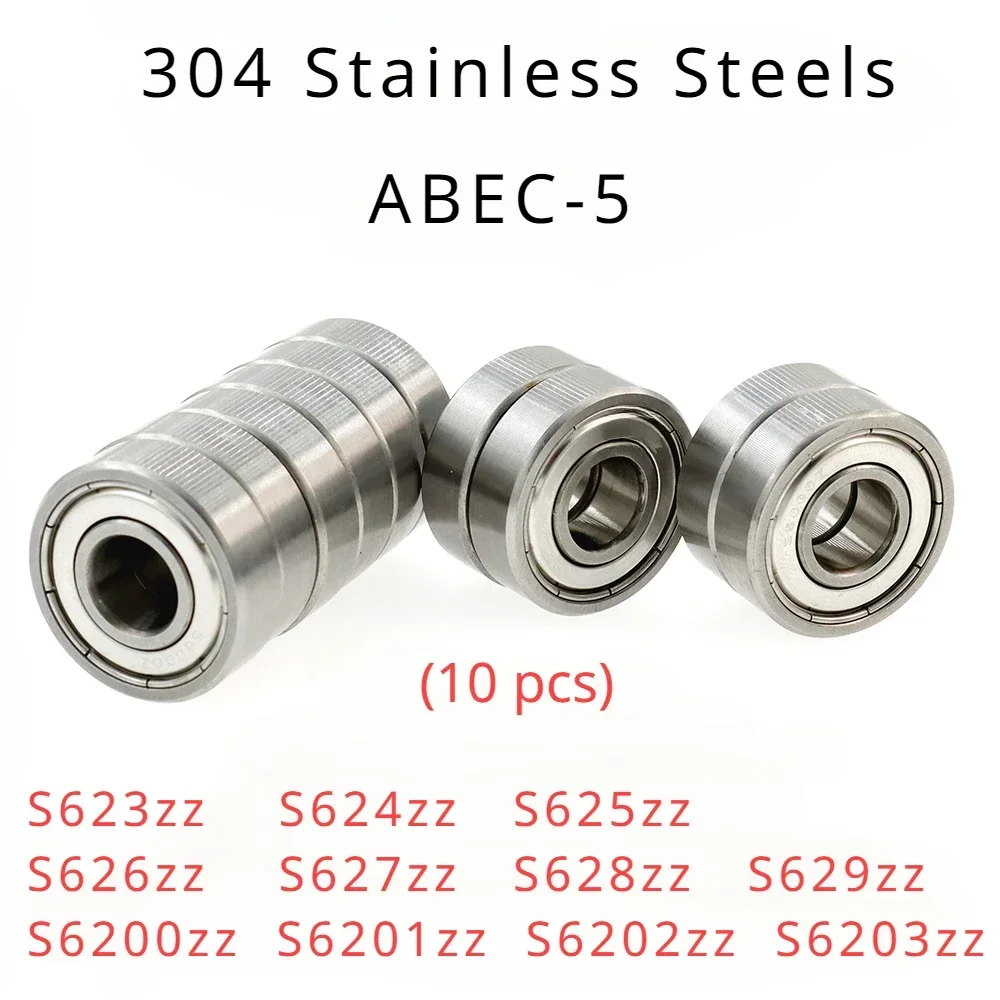 

Veekaft High Performance 304 Stainless Steels ABEC-5 Miniature Deep Groove Ball Bearings - S623zz to S6203zz of 10pcs