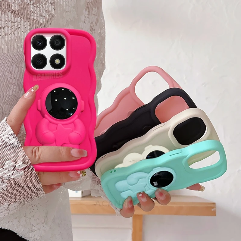 Honorx8 Astronaut Holder Wavy Silicone Case For Huawei Honor X8 X8a X6 4g 5g X7 X7a X7b X8b X9b 90 70 Magic 5 6 Lite Stand Cover_voghion.com