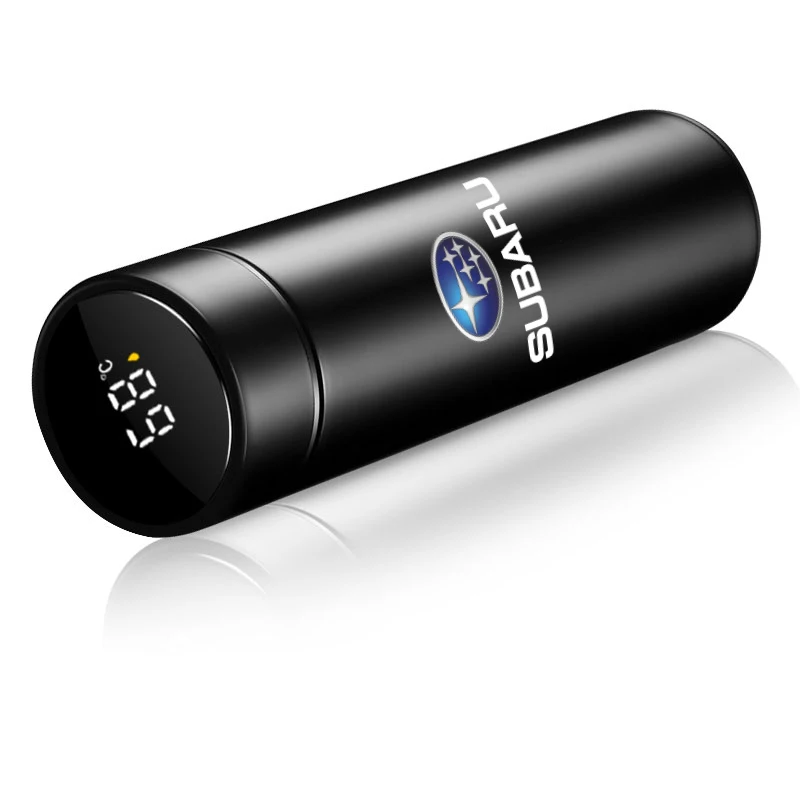 1Pcs Car Smart Thermos Bottle With Temperature Display Coffee Cup For Subaru WRX STI Forester Tribeca Levorg Impreza XV Outback