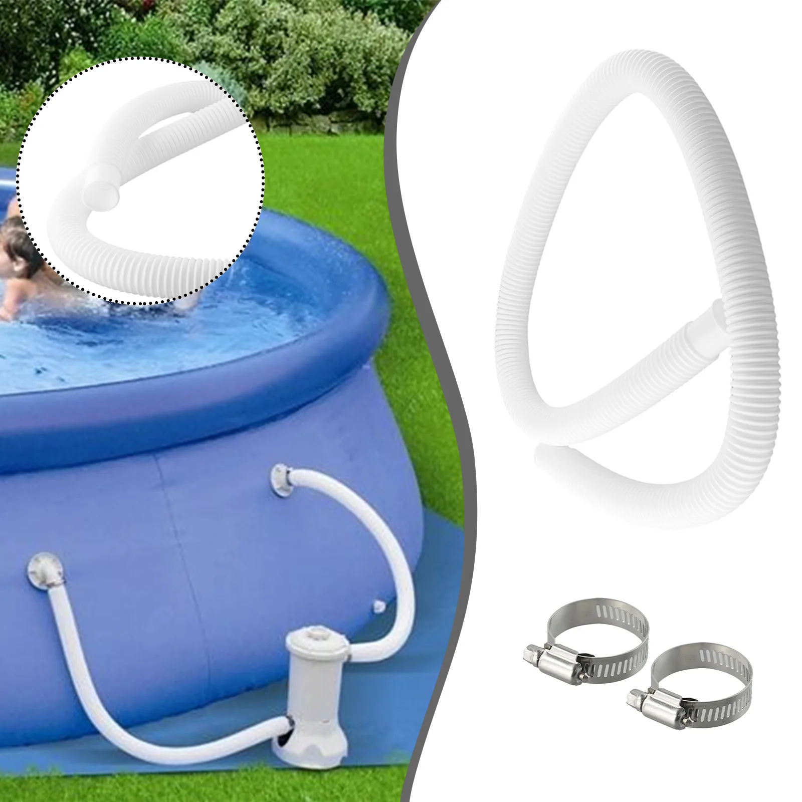 

1/2set 59 Inch Hose With Clips For Intex Hose Clip 32mm Swimming Pool Pipe 1.5m Pump Filter Heater Outdoor Hot Tubs Accessories