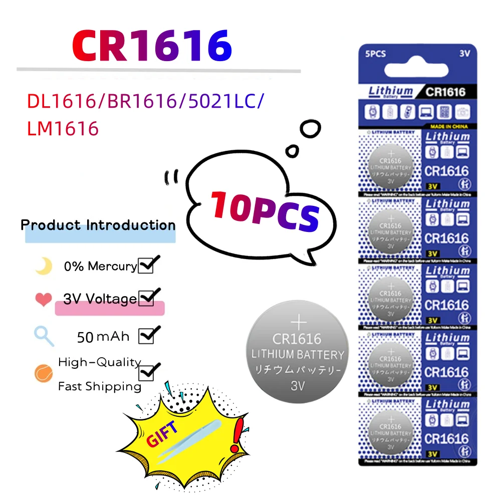 2-10 個 3V CR1616 リチウムボタン電池 DL1616 BR1616 ECR1616 5021LC L11 L28 LM1616 CR  1616 コイン電池時計電池 - AliExpress