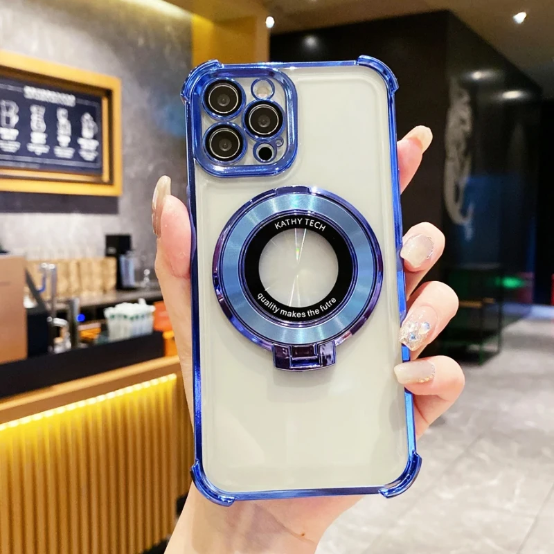 Shockproof Magnetic Clear Case with Holder Stand