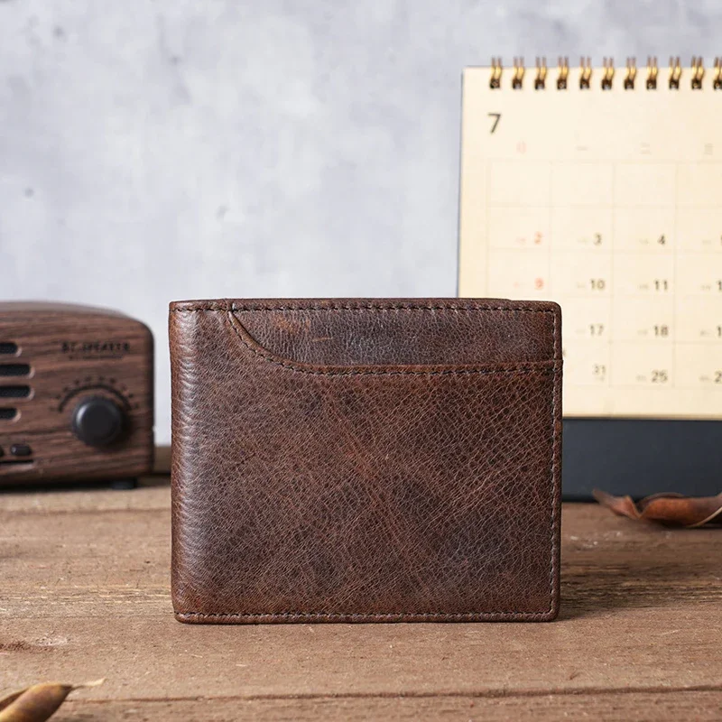Wholesale 100% Genuine Leather Men Wallets Premium Product Real Cowhide Wallets for Man Short Black Walet Portefeuille Homme 3