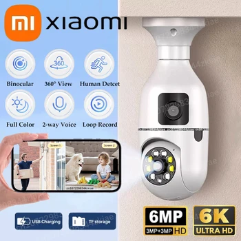 Xiaomi Dual Lens Camera Rotatable 6K 6MP WiFi Surveillance Auto Track 2-way Audio Full Color Vision Monitor Indoor Smart Webcam