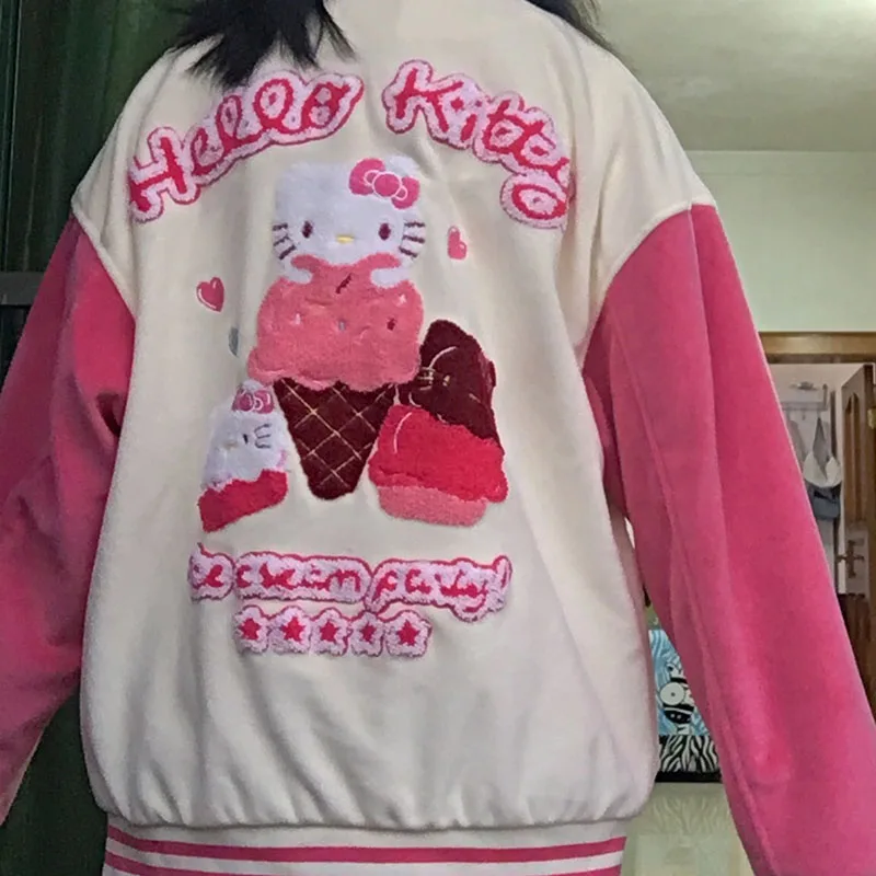 Hello Kitty Clothes Y2k Teenager Girl Luxury Design Embroidery